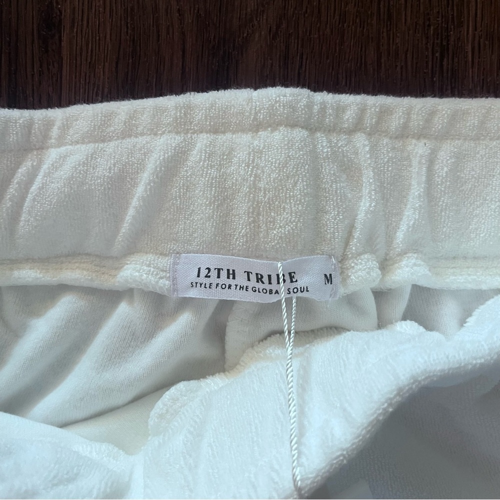 12th Tribe White Women's Terrycloth Drawstring Pants Size M - Picture 4 of 7